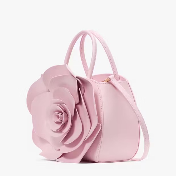 ♠️Kate Spade 3D Rose Flora Floral Leather Tote Crossbody Bag, Pink Horizon NWT - Picture 2 of 5